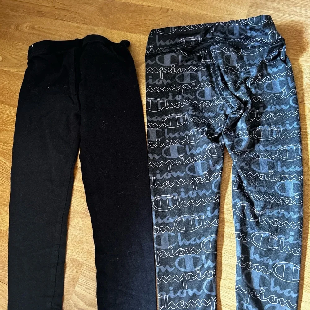 Champion  and Carter’s Kids' Black and Gray Leggings bundle set for girls 4T
